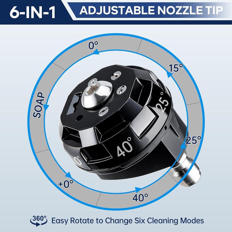 GALELEOPARD 6 in 1 Pressure Washer Nozzle Tips, 6-in-1 Quick Change Over and Adjustable, Power Washer Tips with 1/4 inch Quick Connect, 4000 PSI Spray Nozzle - Image 2